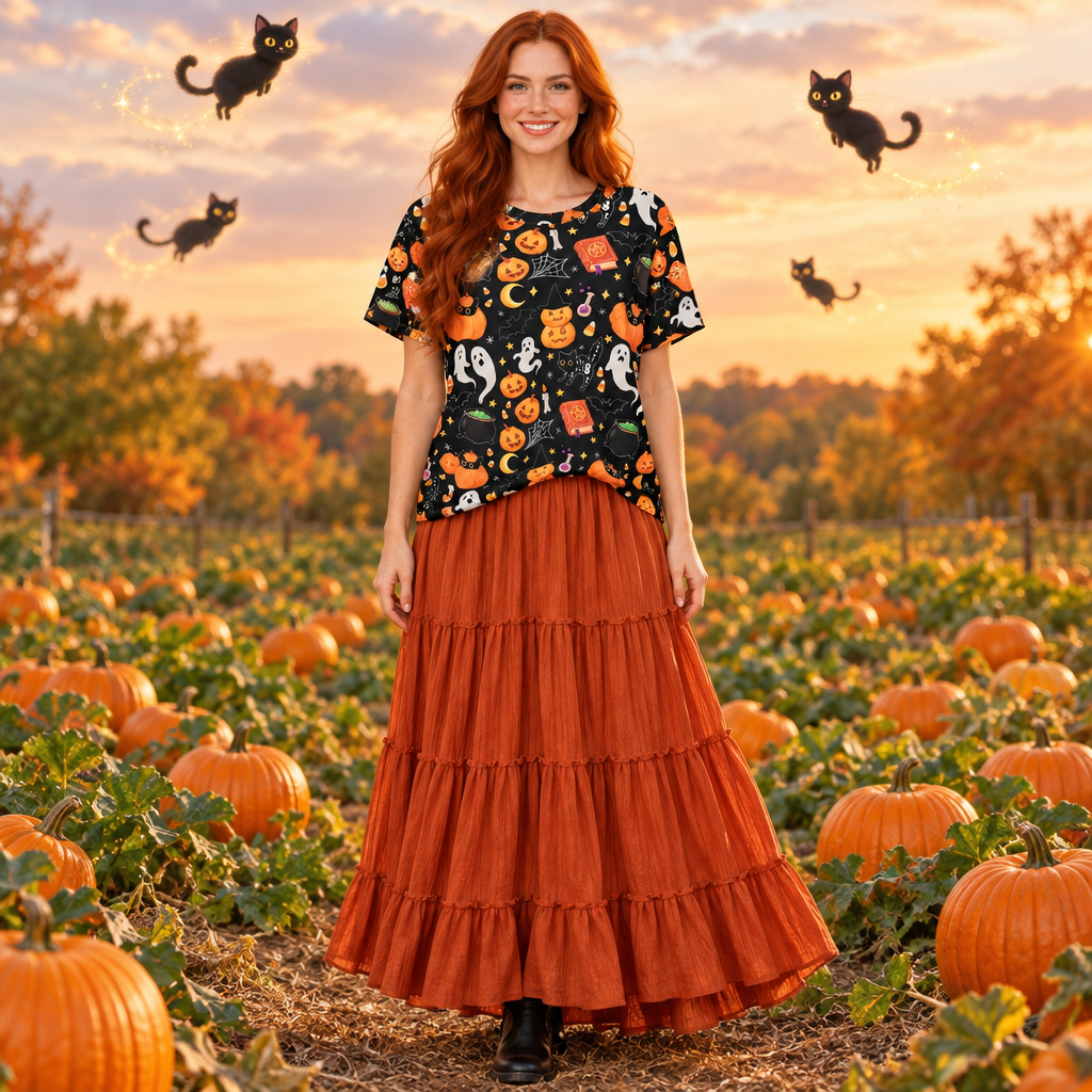 Tee with Fall & Halloween Themed Prints — Four Options!