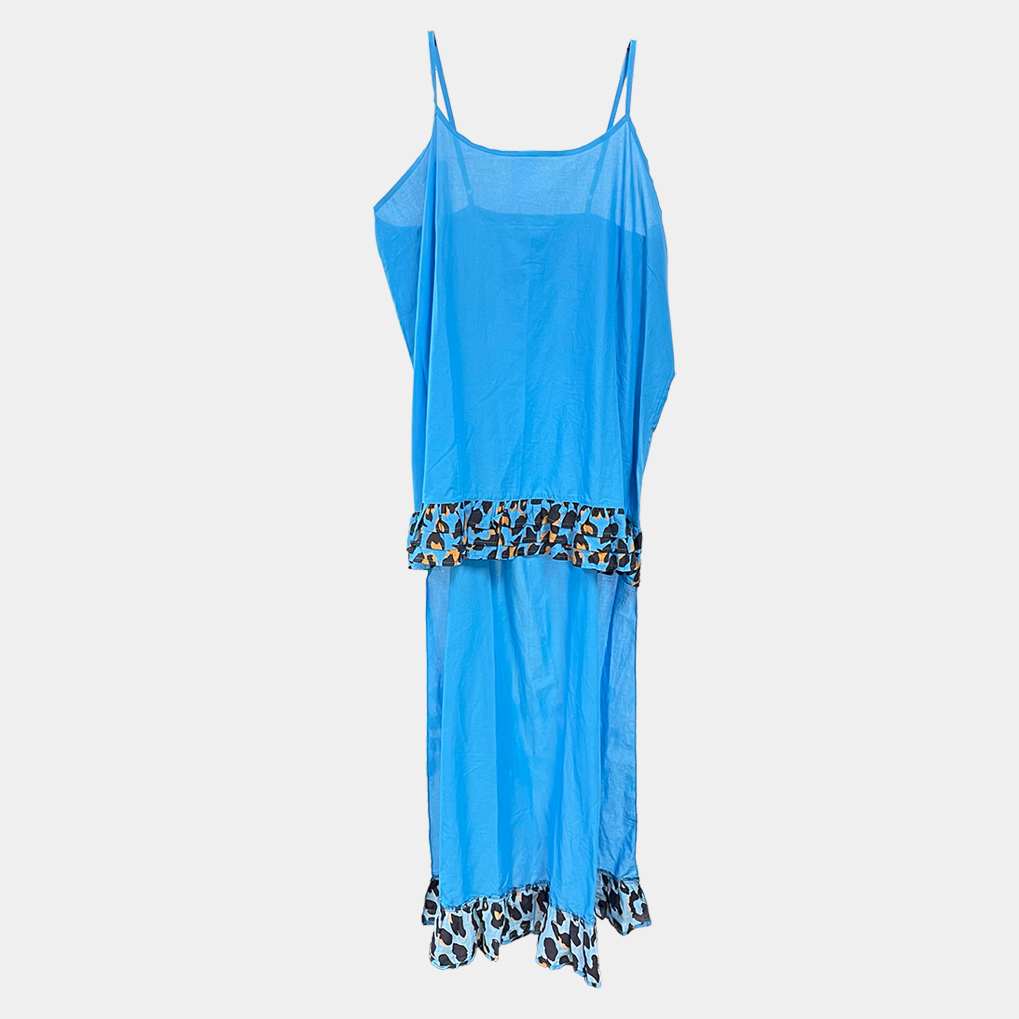 Ruffle Hi-Lo w/Leopard Print in Four Colors | $39 Each