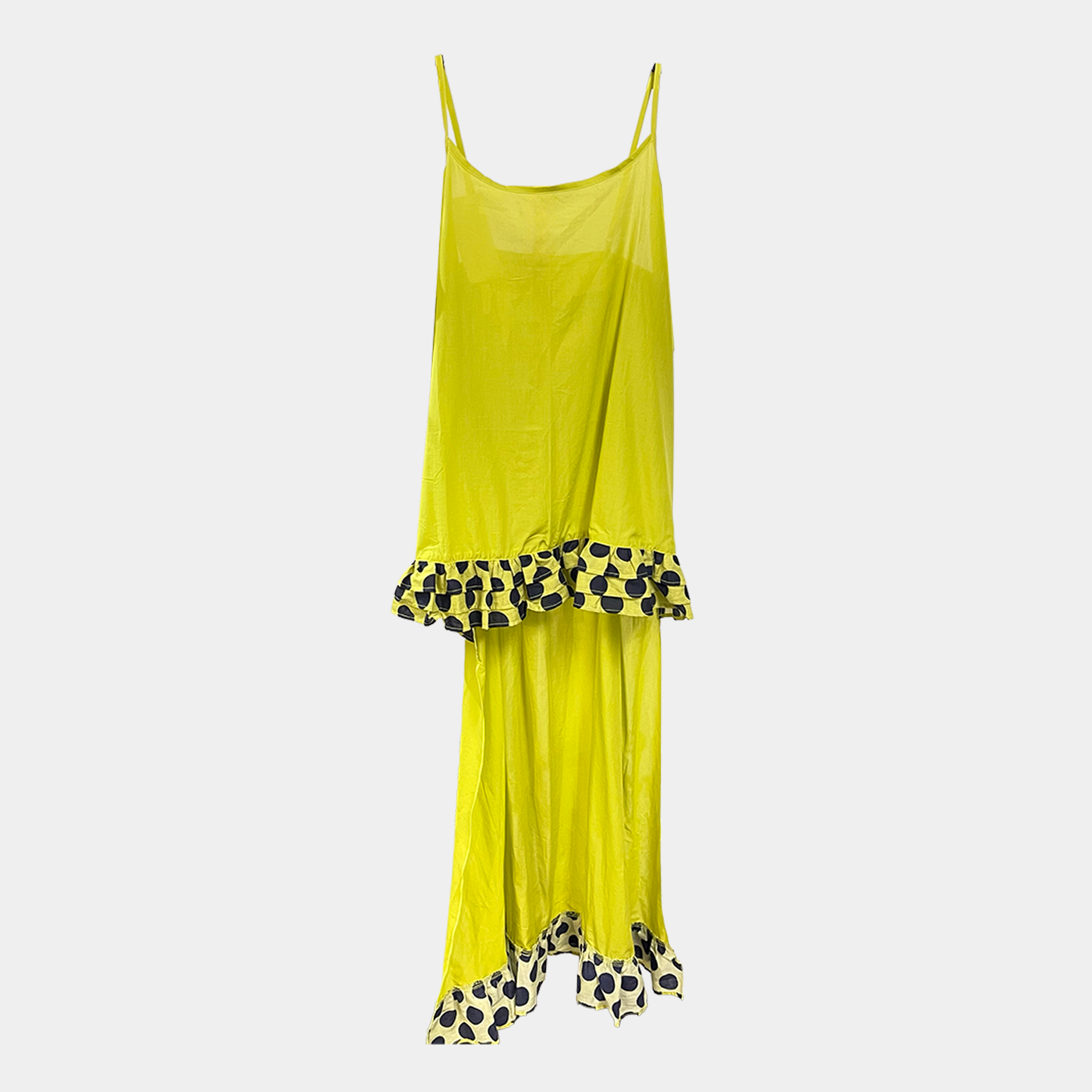 Ruffle Hi-Lo with Polka Dots in Four Colors | $39 Each