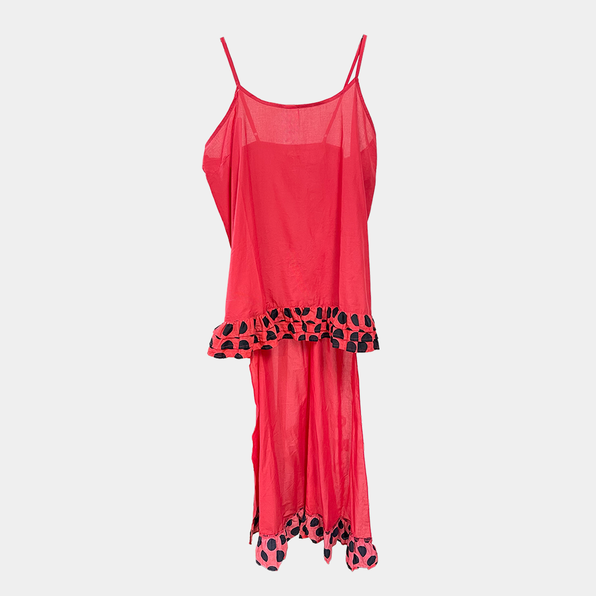 Ruffle Hi-Lo with Polka Dots in Four Colors | $39 Each