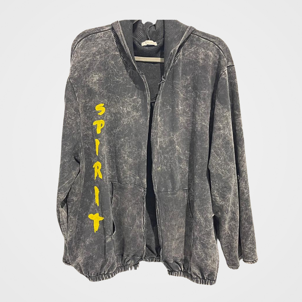 French Terry Open Front Hoodie with Unicorn/Spirit Print in 5 Colors