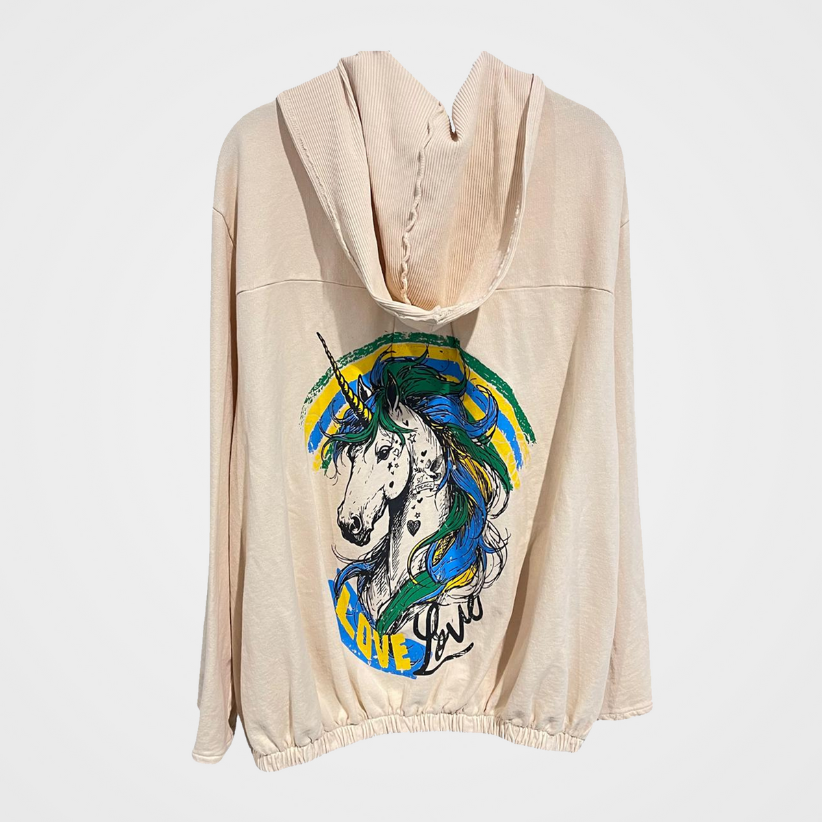 French Terry Open Front Hoodie with Unicorn/Spirit Print in 5 Colors