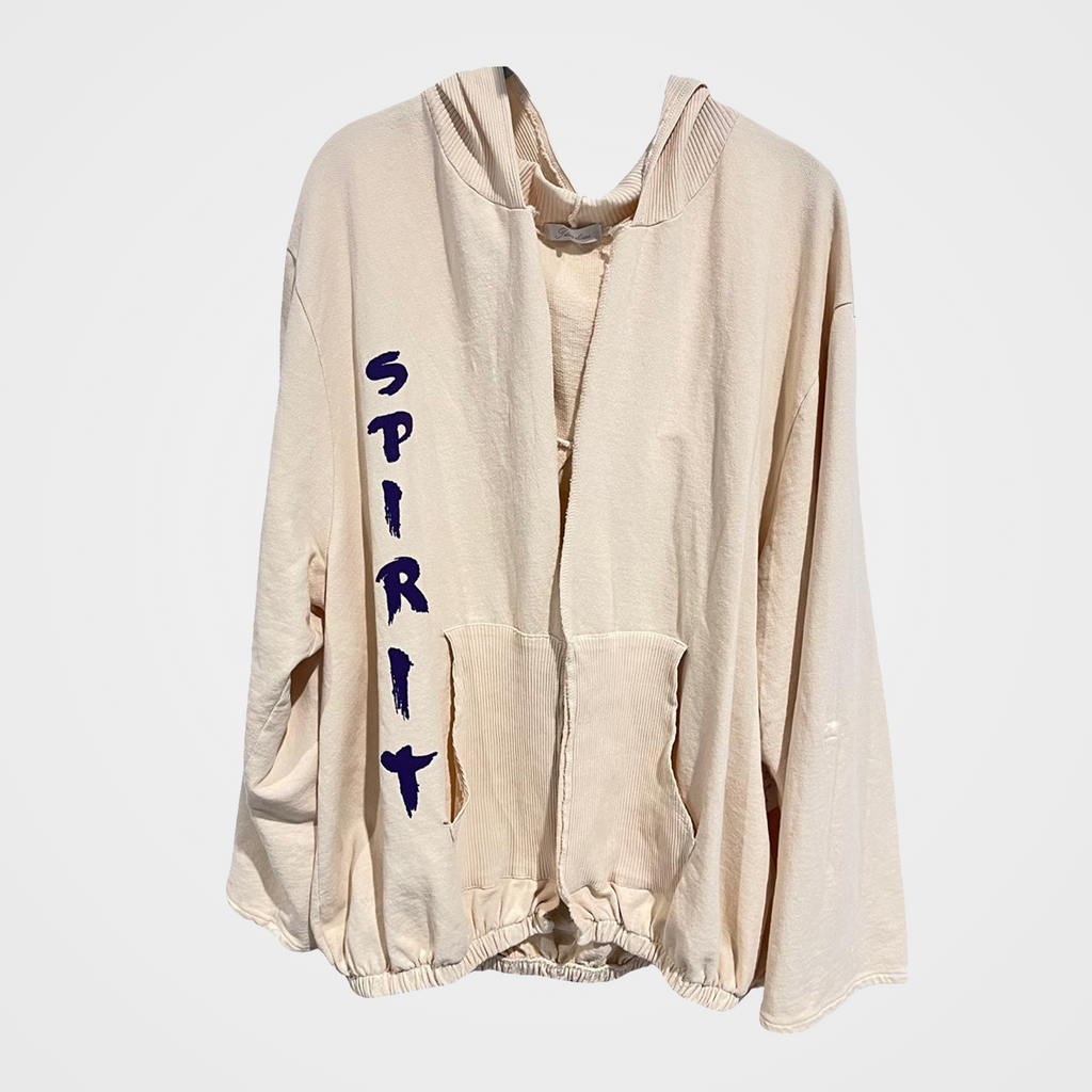 French Terry Open Front Hoodie with Unicorn/Spirit Print in 5 Colors