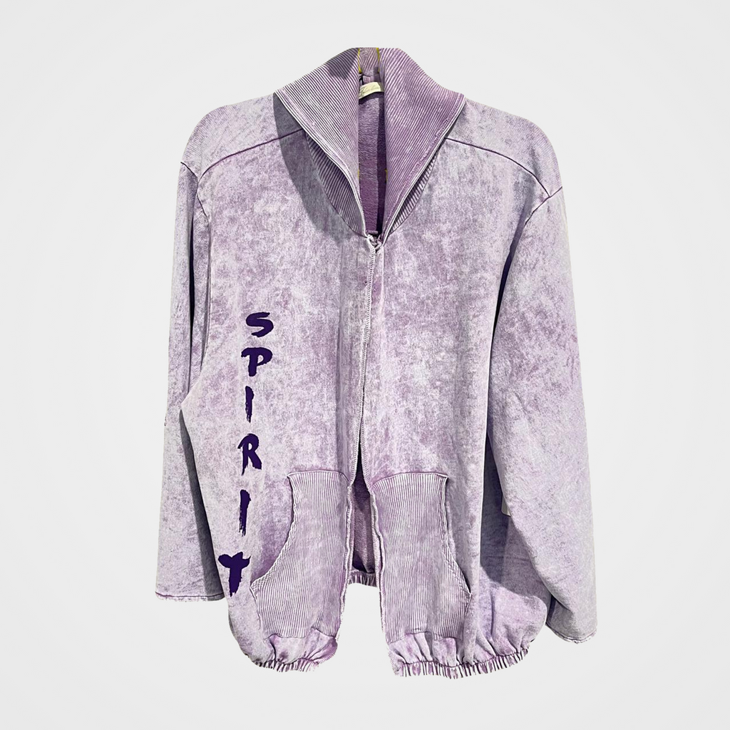 French Terry Open Front Hoodie with Unicorn/Spirit Print in 5 Colors
