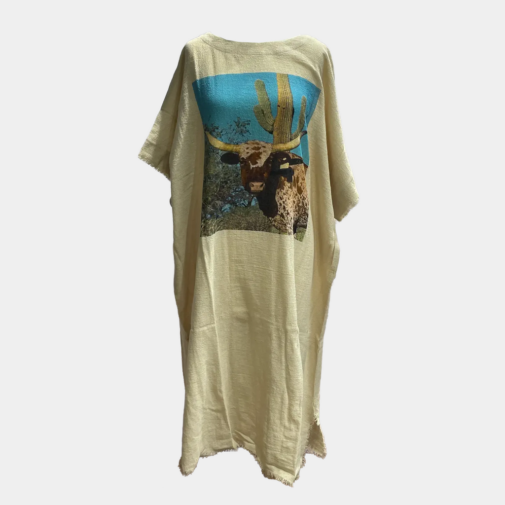 Kaftan with Longhorn & Cactus Print