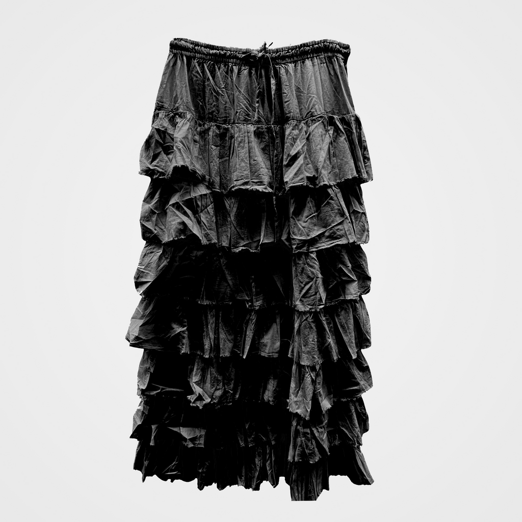 Tiered Maxi Ruffle Skirt in Blue, Ivory, or Black