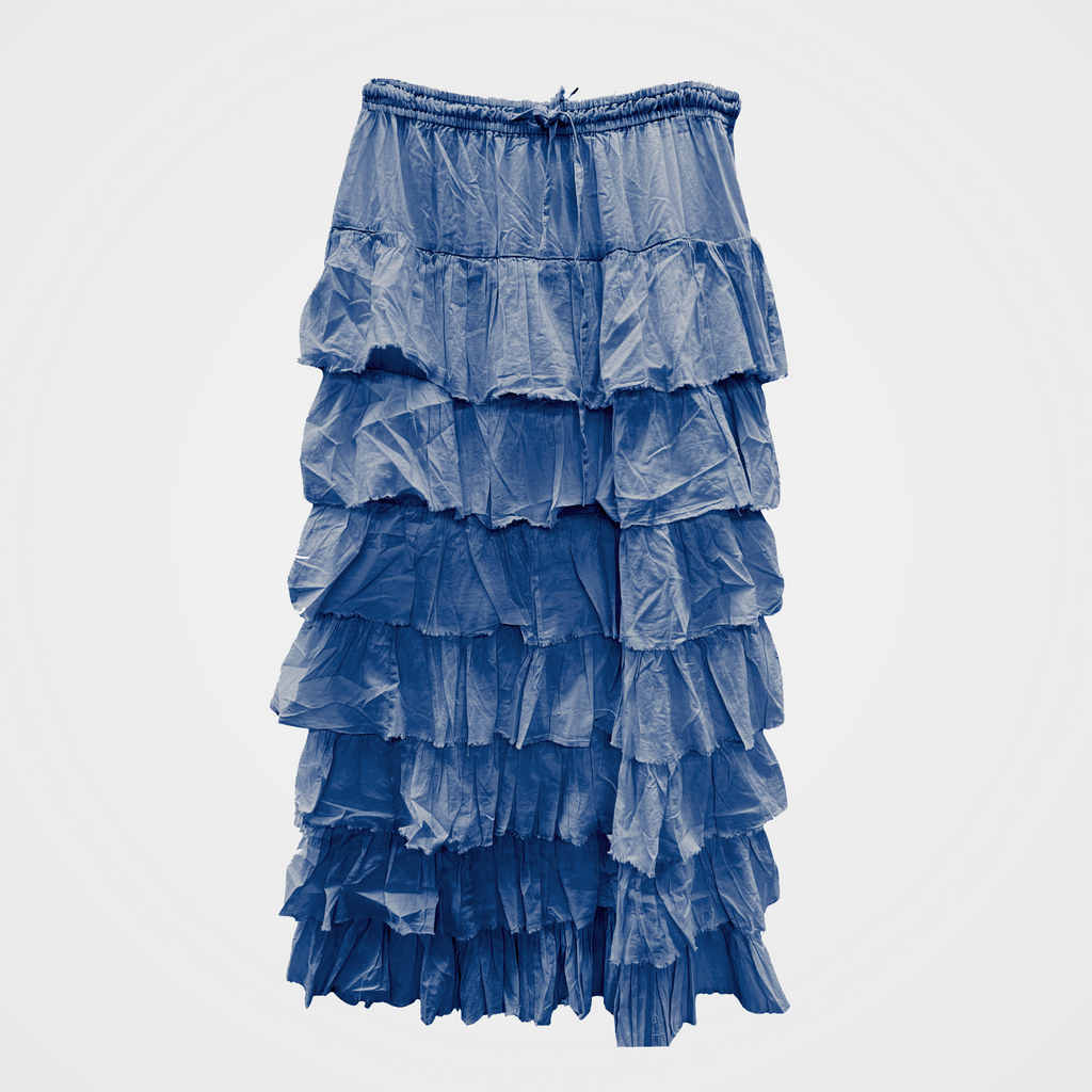 Tiered Maxi Ruffle Skirt in Blue, Ivory, or Black