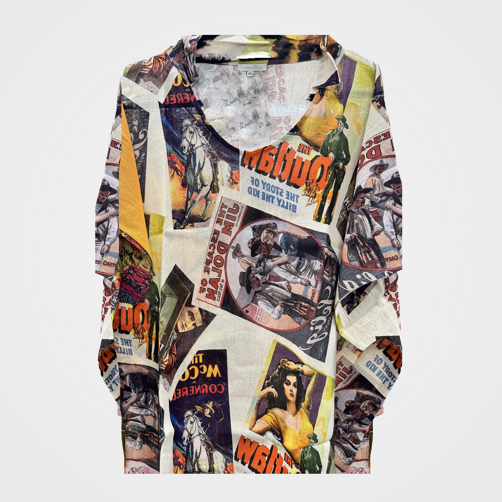 Collared Blouse with Old Hollywood Graphics