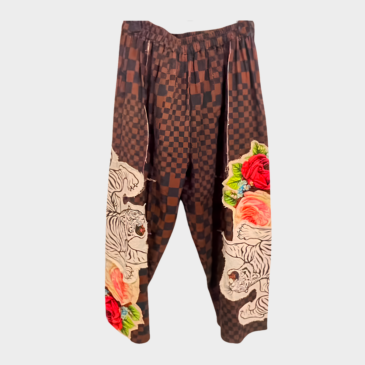 Harem Pant with Printed Tiger & Rose Appliques