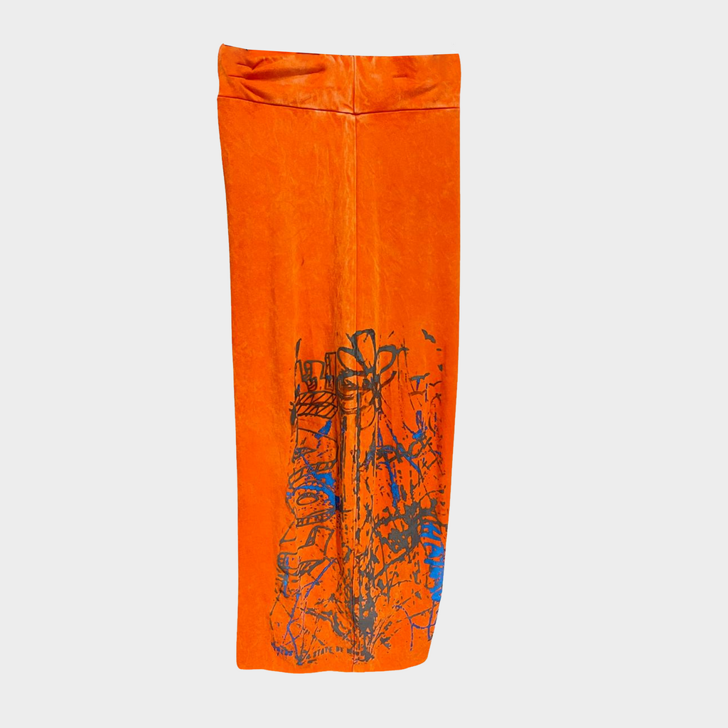 Yoga Pants with Graffiti Print in Gray Mineral Wash