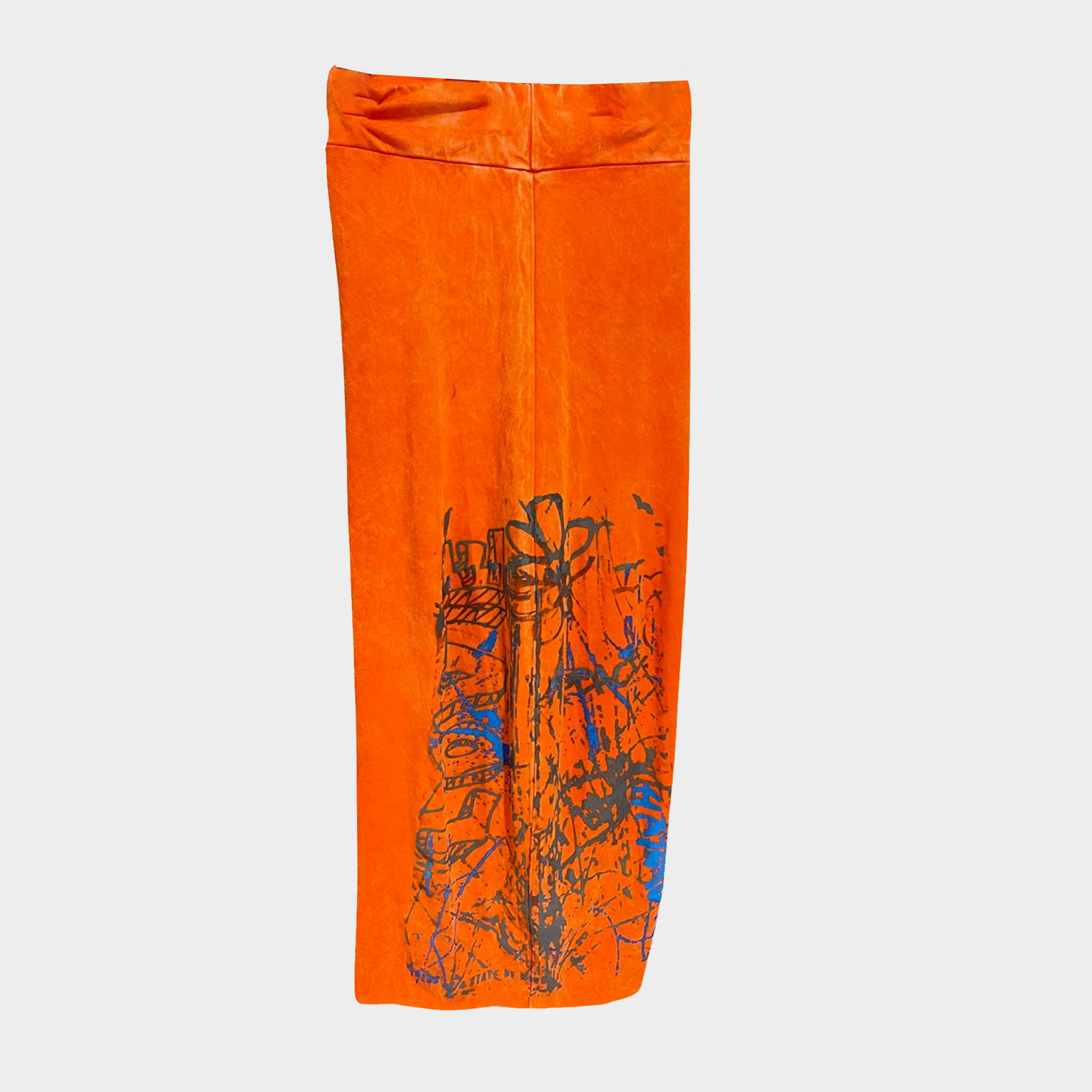 Yoga Pants with Graffiti Print in Gray Mineral Wash