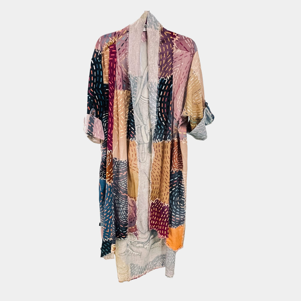 Patchwork Print Mother Mary Longline Duster | $54 Each