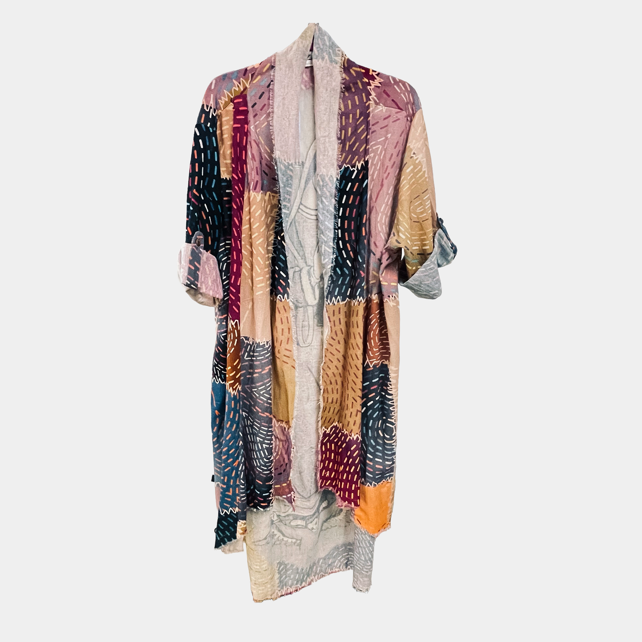 Patchwork Print Mother Mary Longline Duster | $54 Each