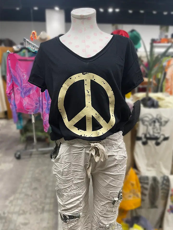 Peace Sign V-Neck Tee