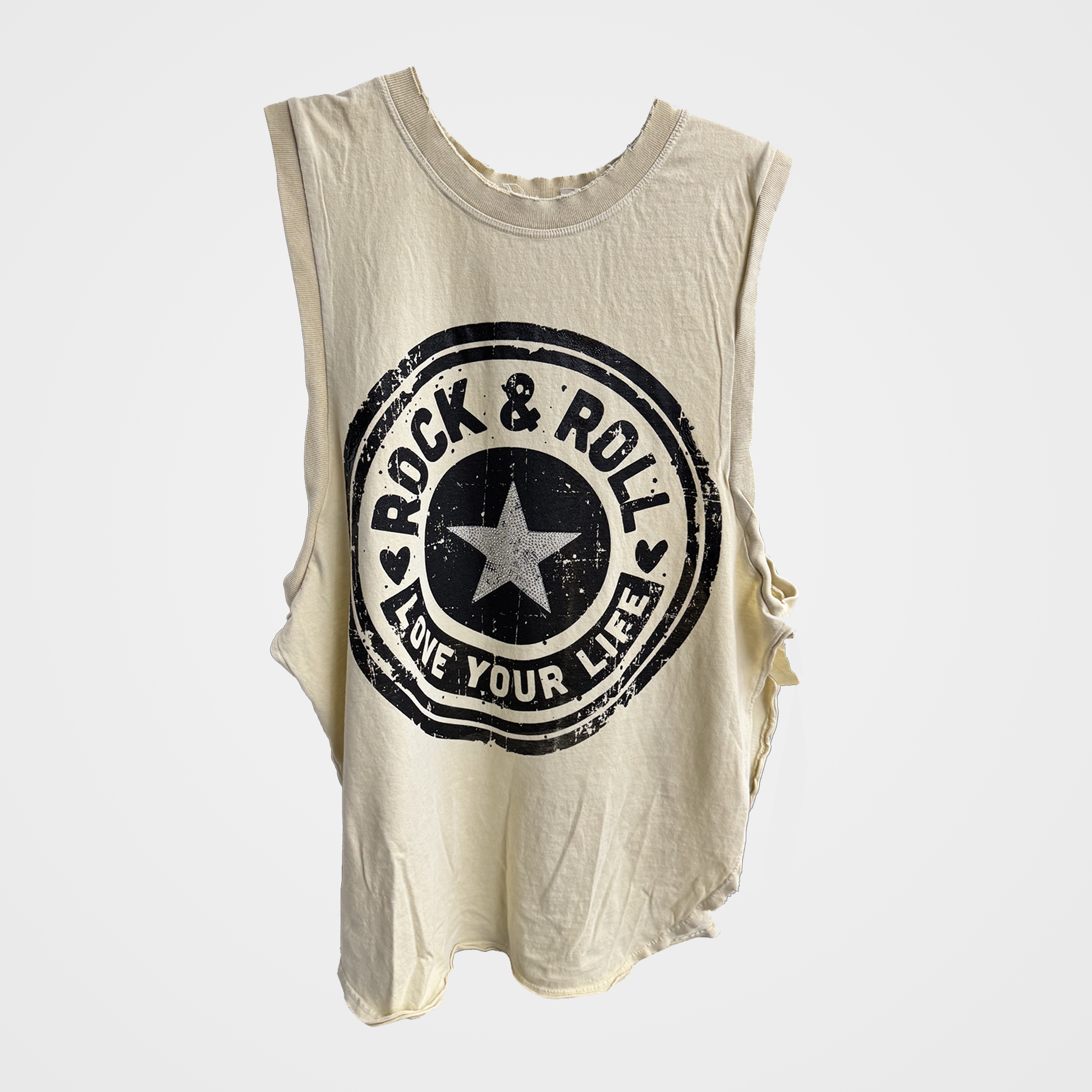 Rock & Roll Drop Armhole Tee with Bling Star