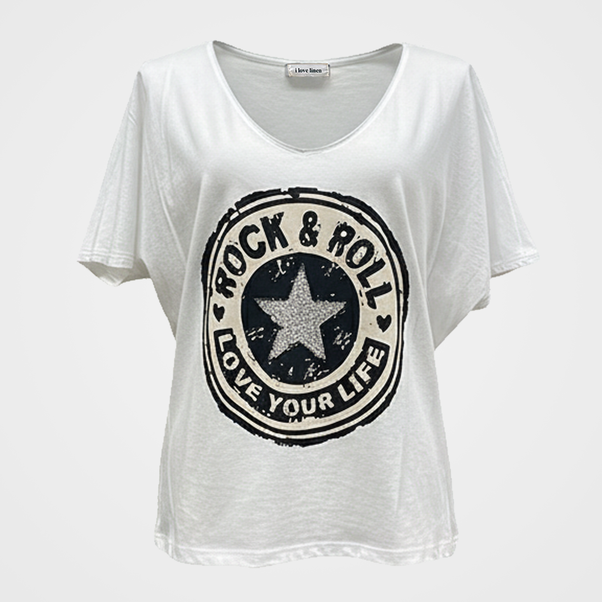 Rock & Roll Love Your Life Glitter Tee