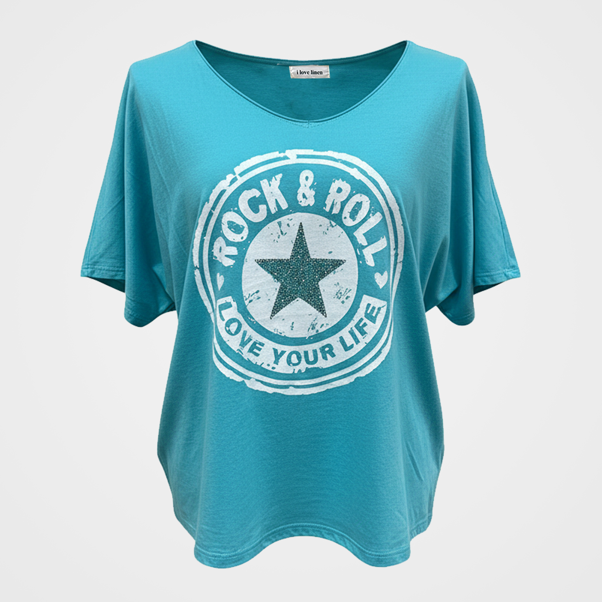 Rock & Roll Love Your Life Glitter Tee