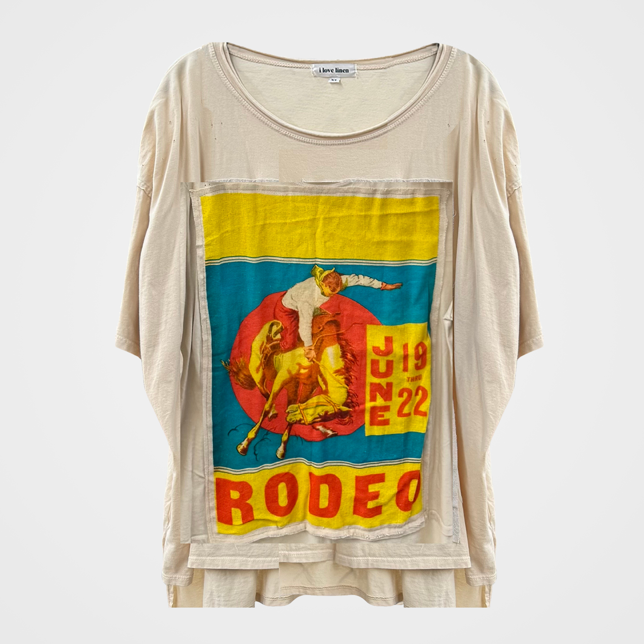 Rodeo Vintage Poster Oversized Patchwork Tee