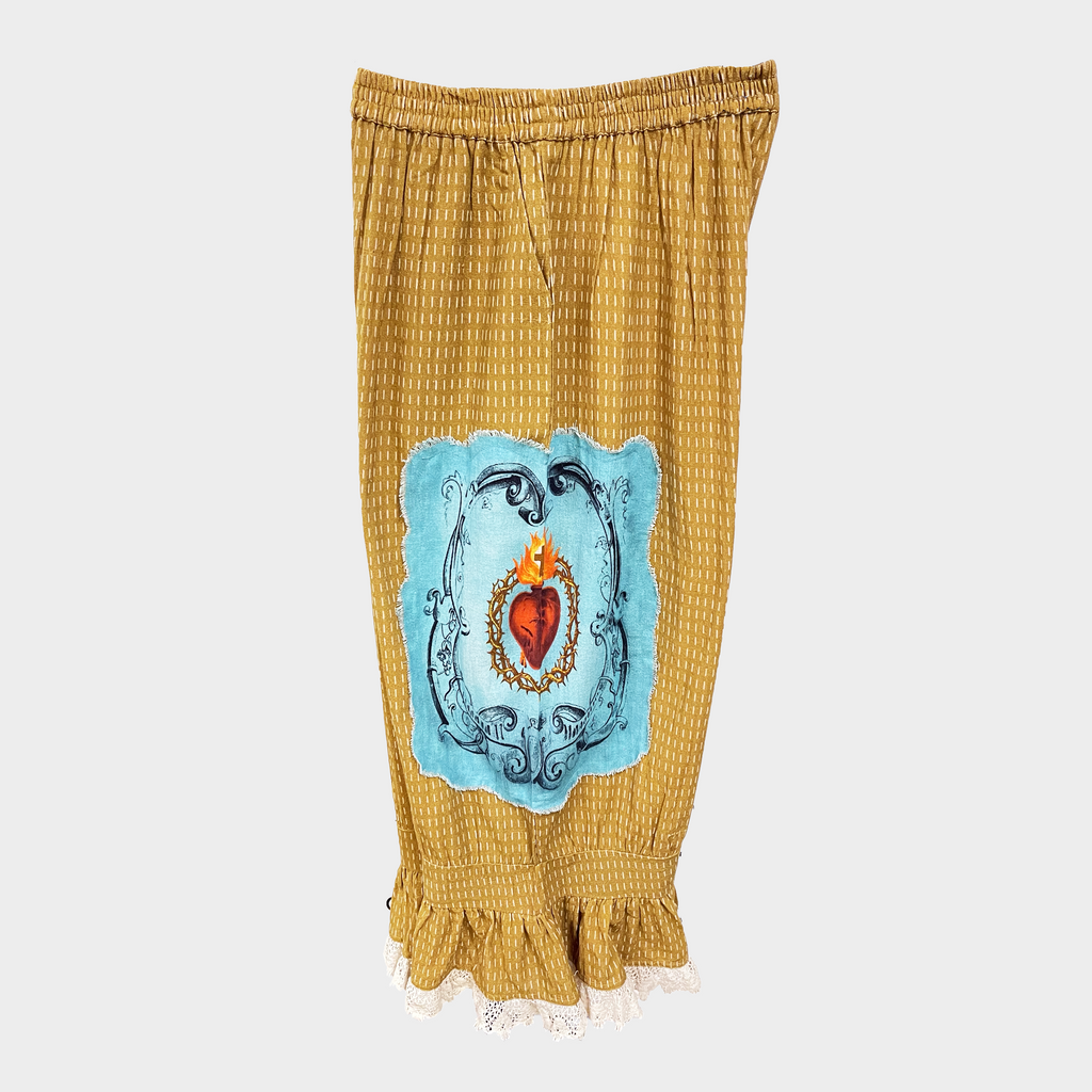 Ruffle Pants with Sacred Heart Patch | $44 Each