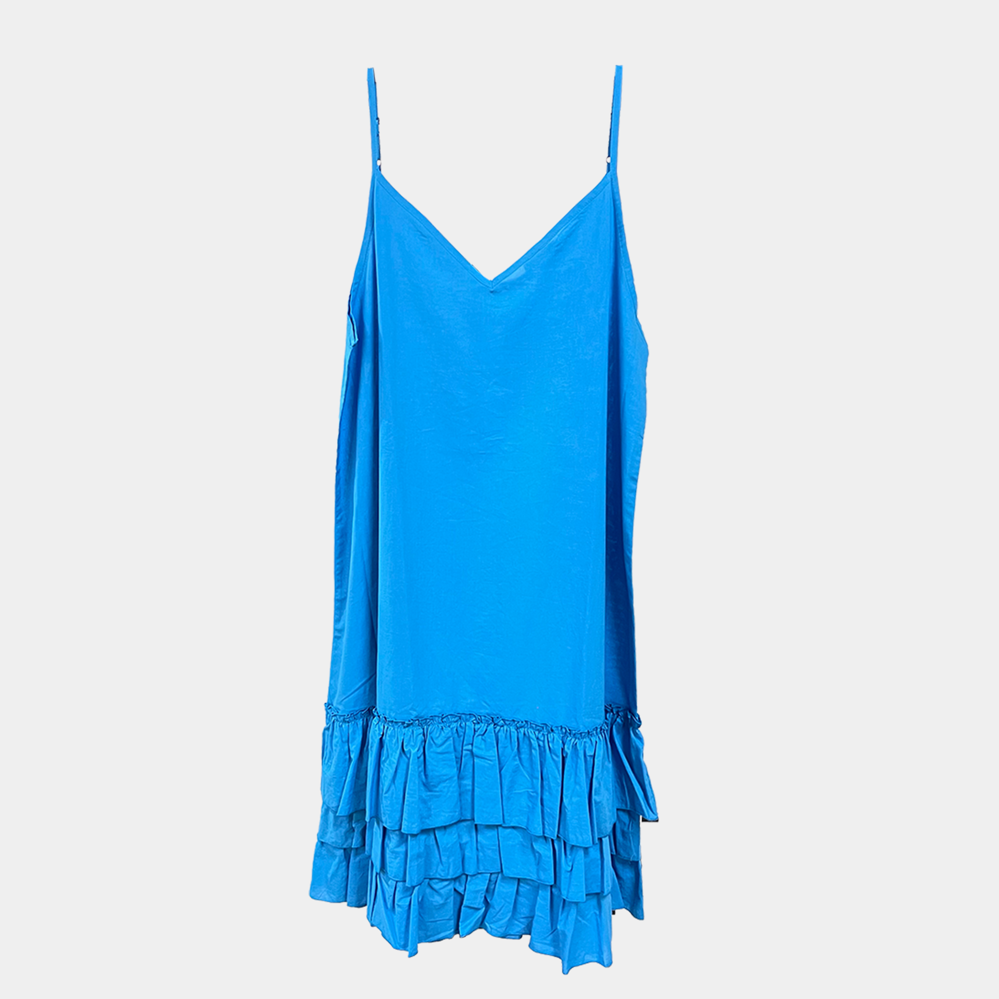 Blue slip dress with ruffled hem Teresa Giamos