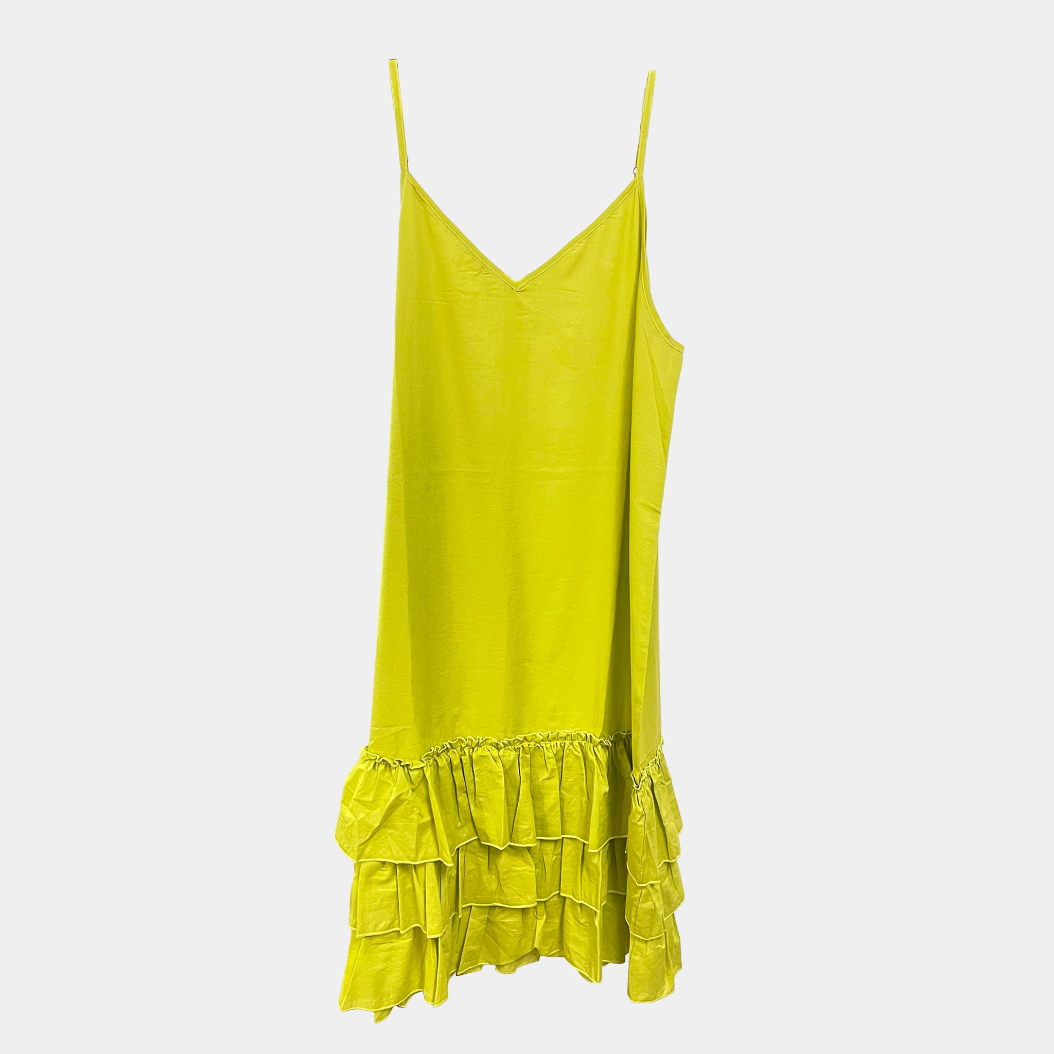 Yellow dress with ruffled hem Teresa Giamos
