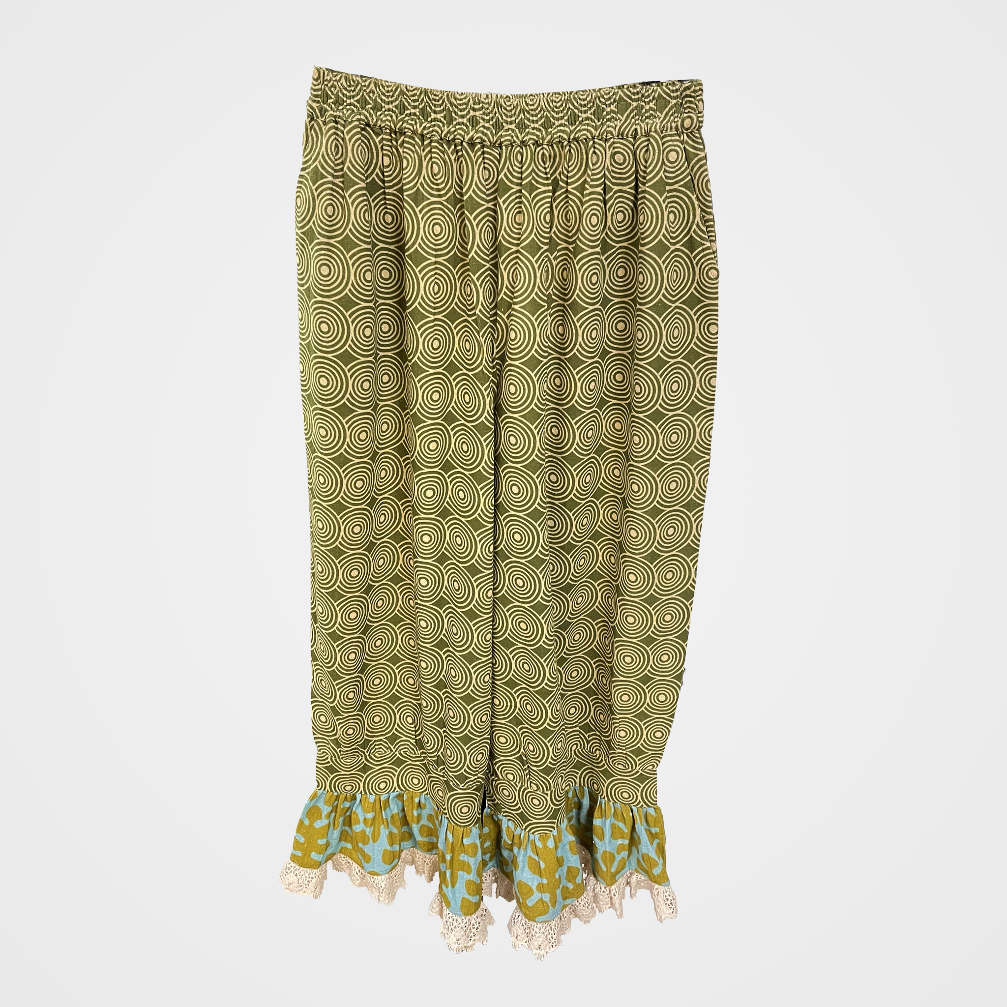Ruffle Pants with Spirograph Pattern | $44 Each