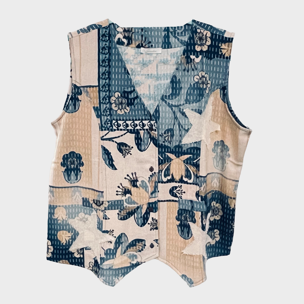 Sleeveless Patchwork Print Kantha Stitch Blouse | $44 Each