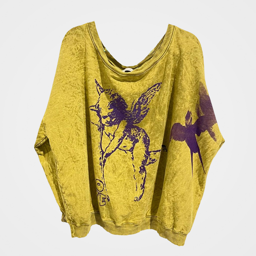 French Terry Sweatshirt with Cupid Print in 5 Colors