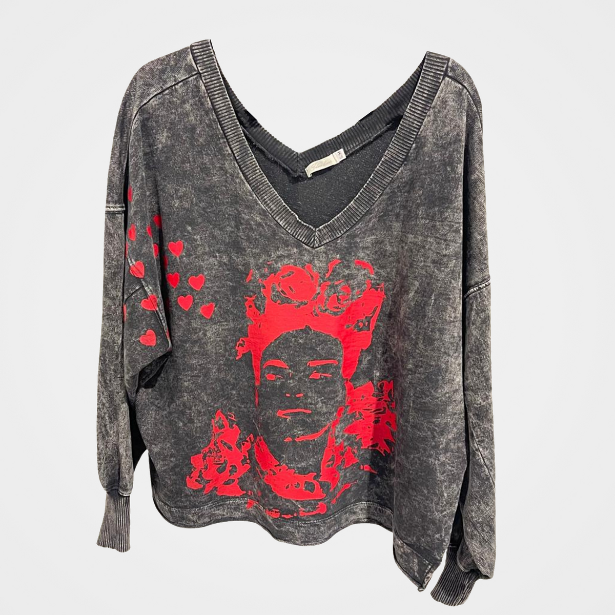 French Terry Sweatshirt with Frida Print and Butterflies in 5 Colors