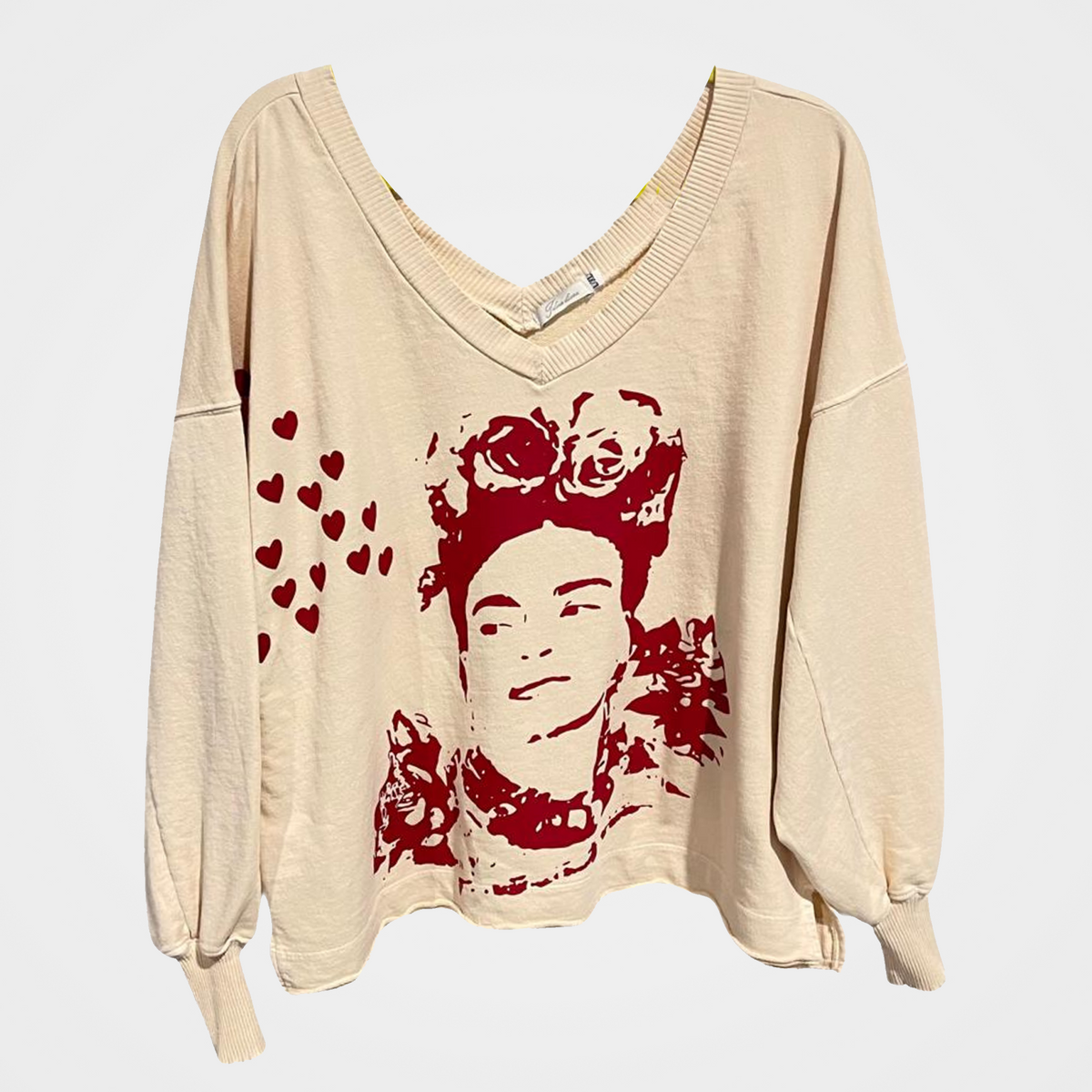 French Terry Sweatshirt with Frida Print and Butterflies in 5 Colors