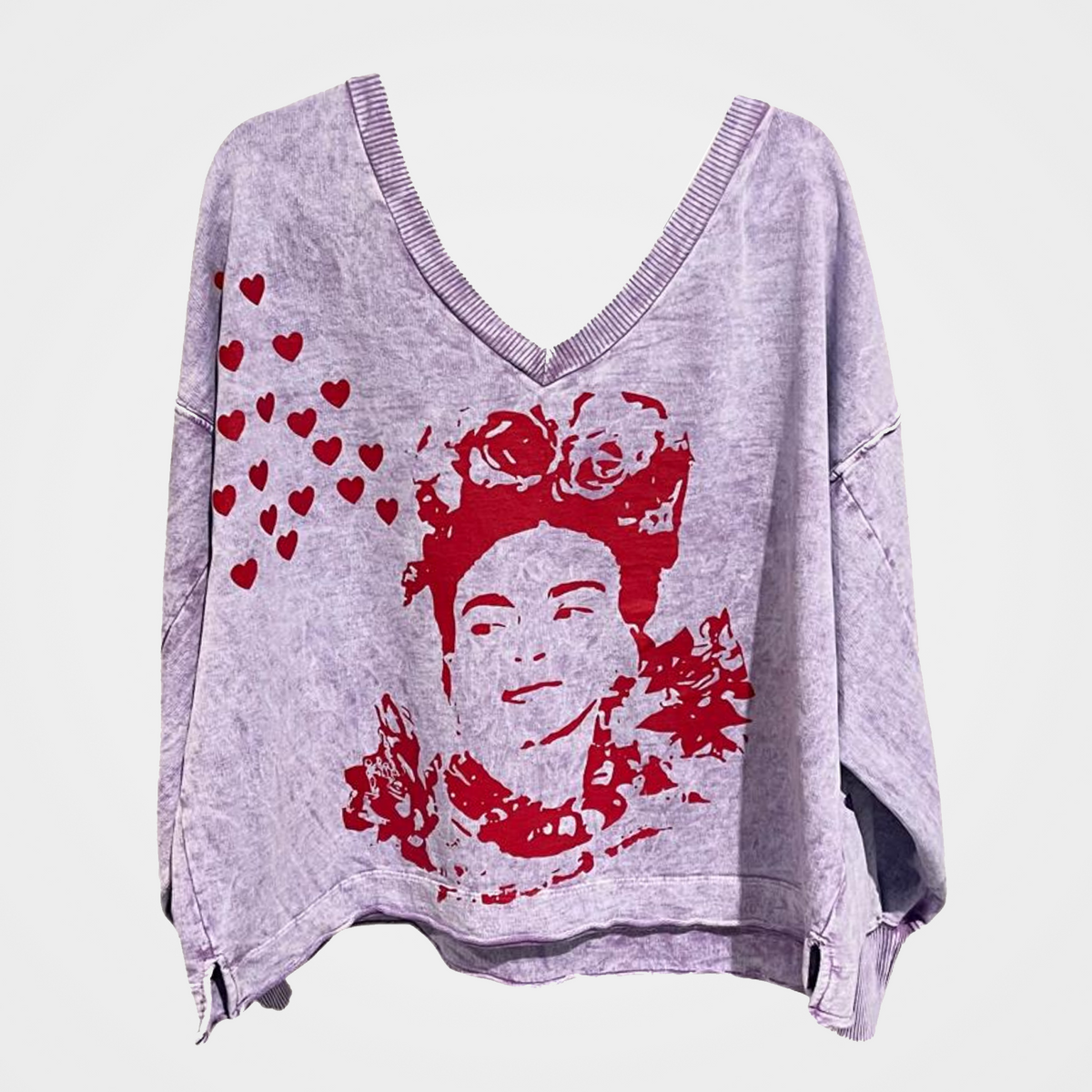 French Terry Sweatshirt with Frida Print and Butterflies in 5 Colors