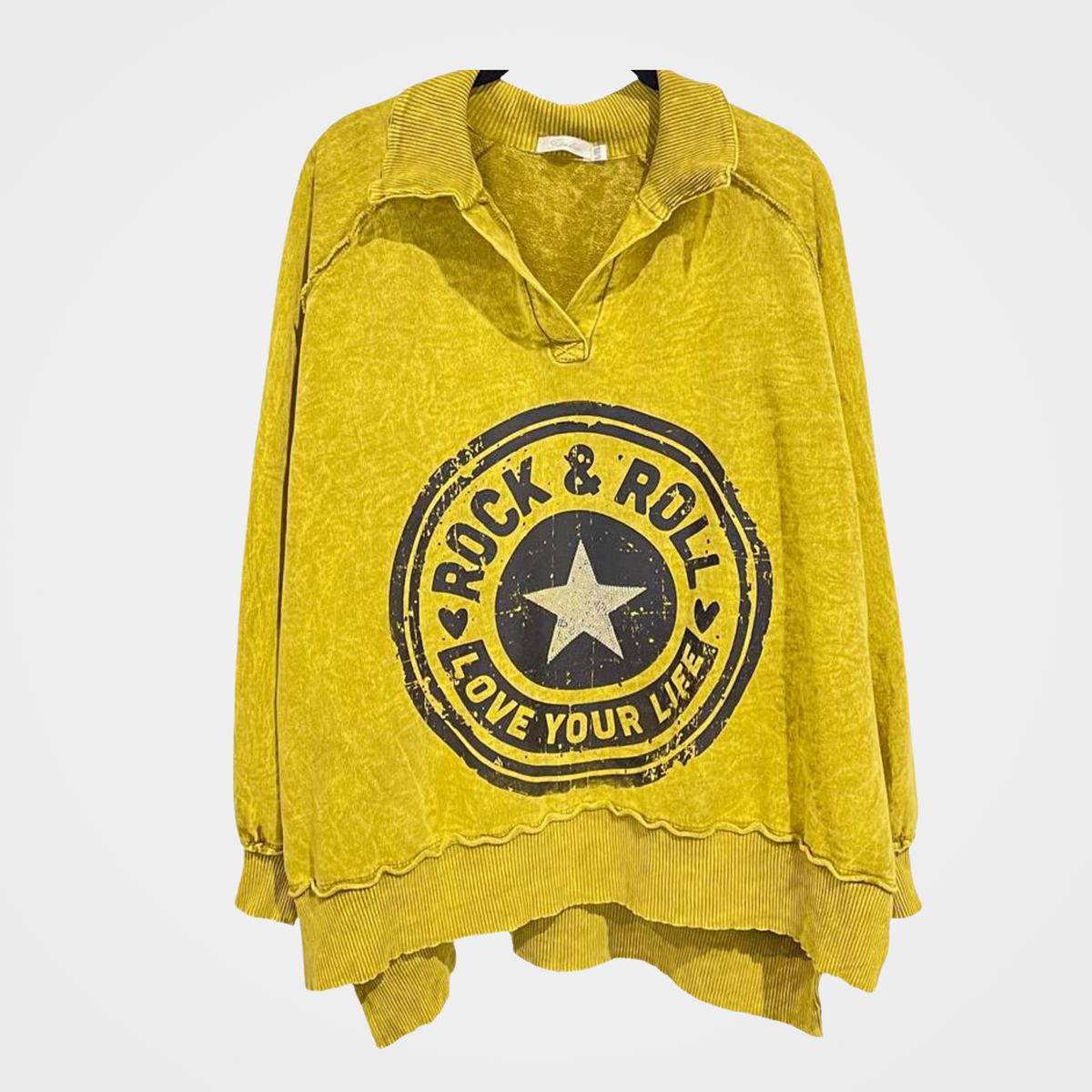 French Terry Oversized Sweatshirt with Rock & Roll Bling in 5 Colors