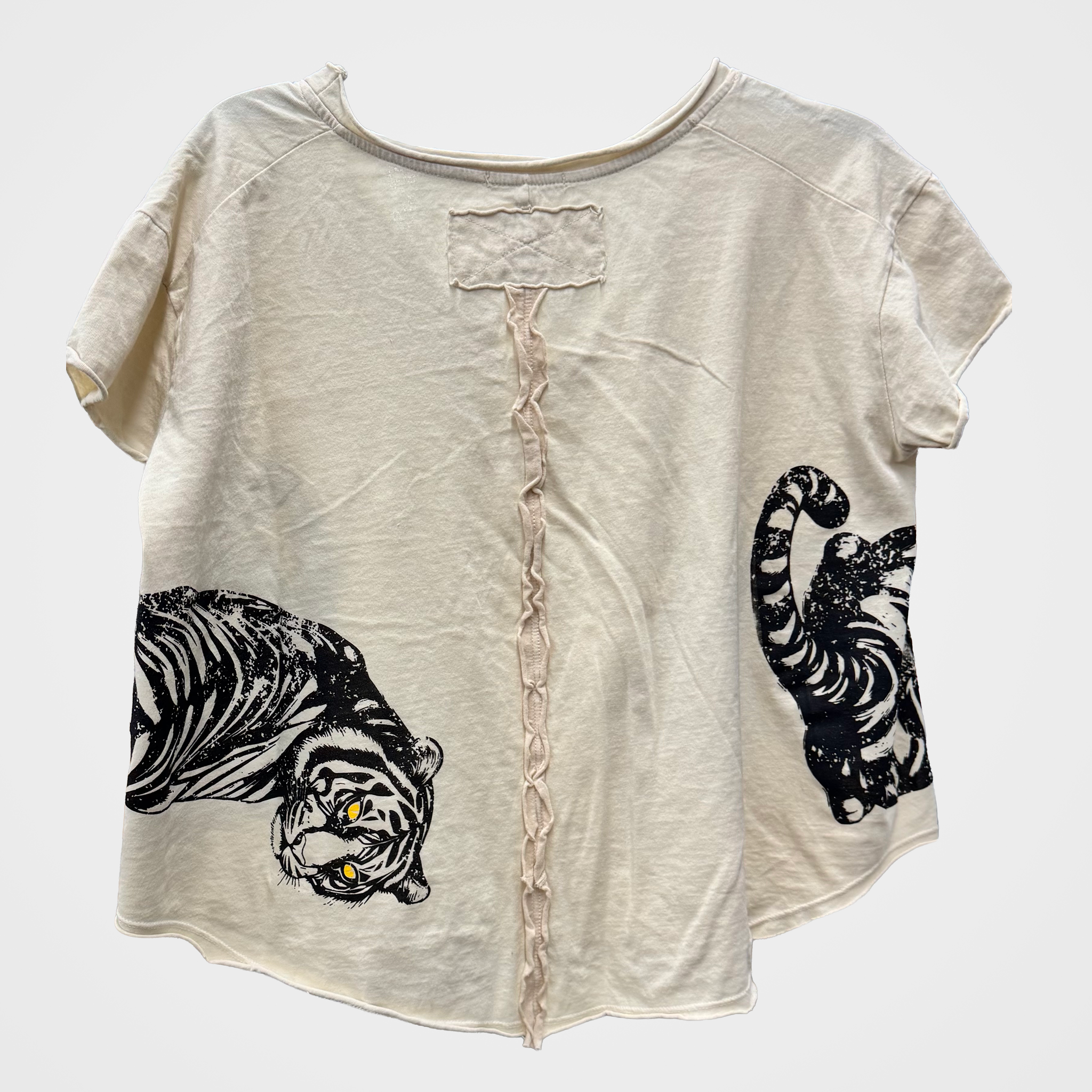 Vintage Style Tee with Tiger Print on Front & Back in Three Colors