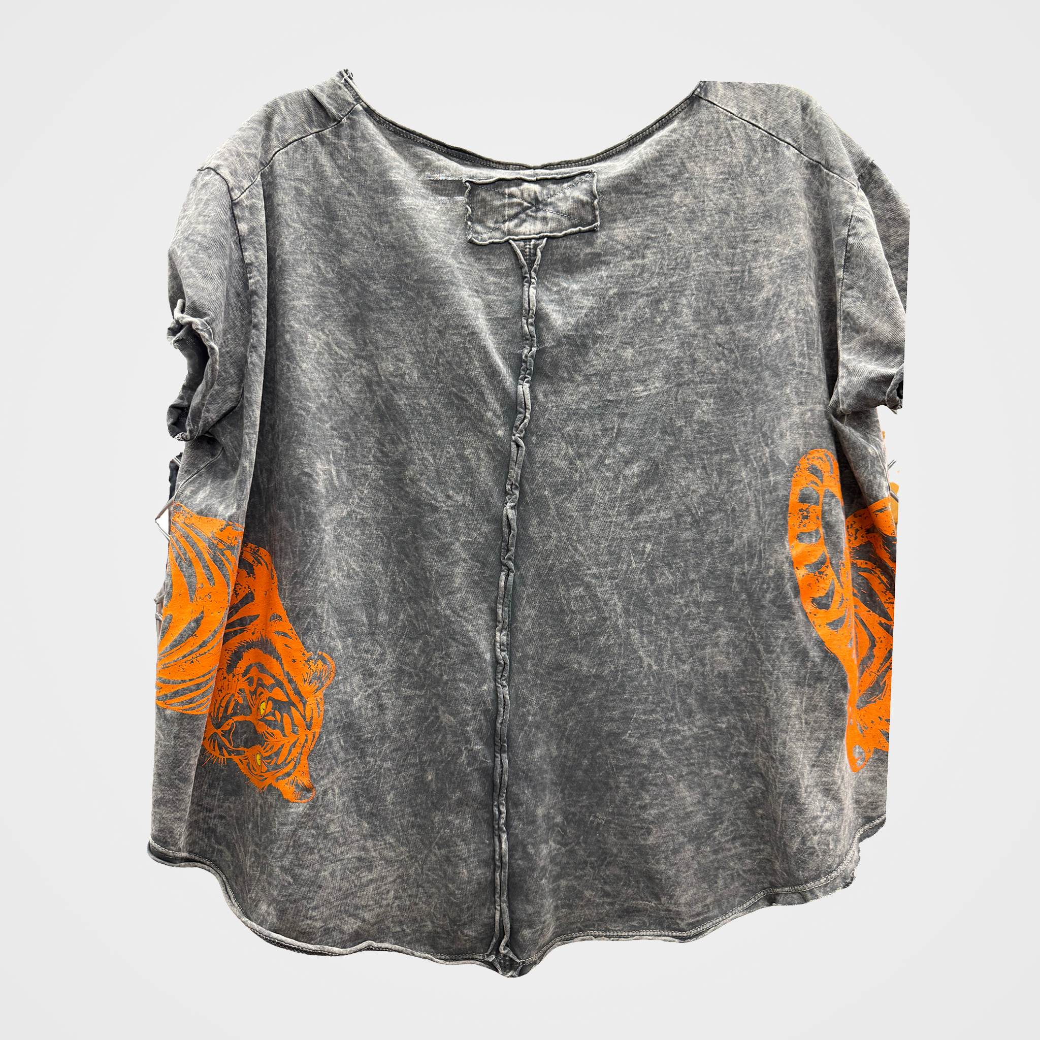 Vintage Style Tee with Tiger Print on Front & Back in Three Colors