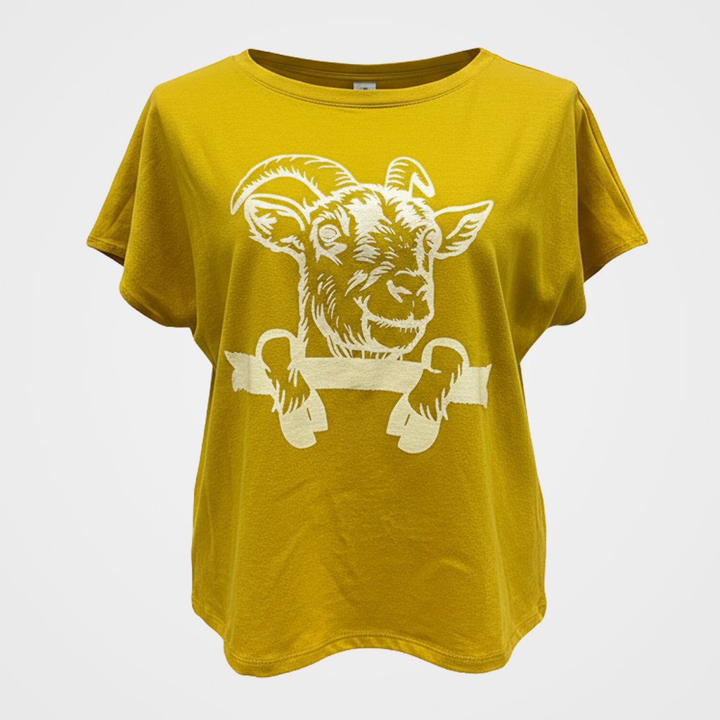Goat Printed Tee with Cap Sleeve