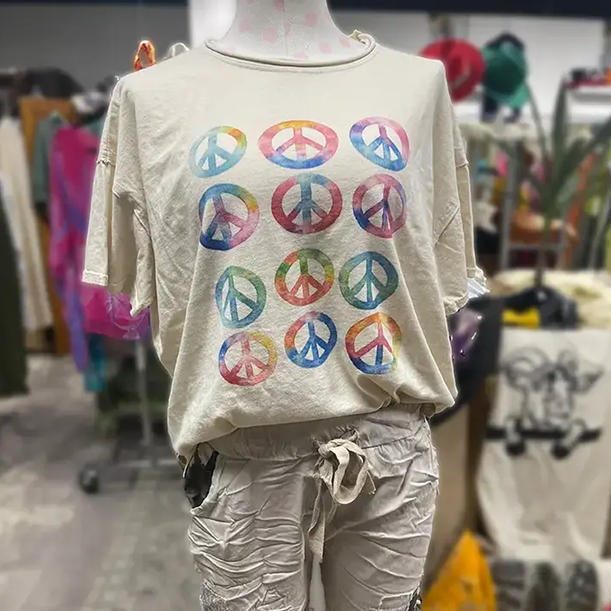 Multi-Peace Sign Design Tee